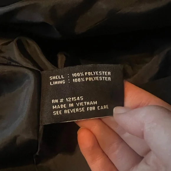 London Fog Long Black Wrap Coat Button down waist tie trench size large - Picture 11 of 11